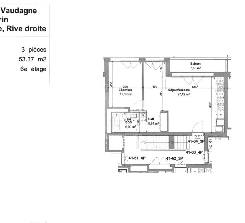 LOGEMENTS NEUFS - en surélévation - 3 pièces d\'env. 53.4 m2